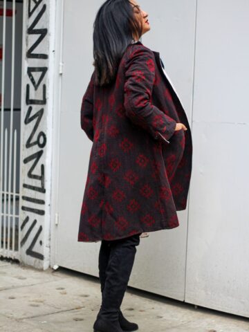 Black Reversible Kantha Coat