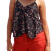 Silk Cami – Black & Fushia