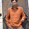 Brown Linen Slip On Shirt